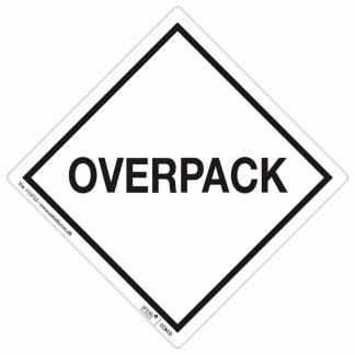 Fareetiket Overpack hvid/sort 100x100mm 250stk