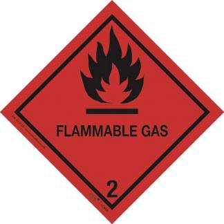 Fareetiket Klasse 2.1 r&oslash;d/sort 100x100mm ADR 250stk