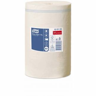 Aftørringspapir Tork Basic M1 1-lags hvid 120m 11rul/kar