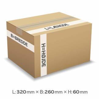 Bølgepapkasse F0201 320x260x60mm 1230 - 5L - 4mm