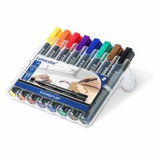 Marker STAEDTLER Lumocolor ass. 2-5mm skrå spids 8stk/sæt