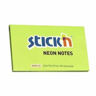 Notes Stick'N NEON grøn 76x127mm 100blade