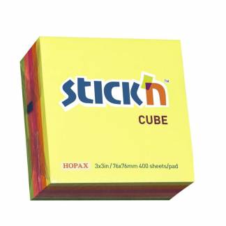 Notes Stick'N NEON Cube 4 ass. neon farver 76x76mm 320blade