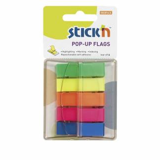 Indeksfaner Stick'N Pop Up 5 ass. farver 45x12mm 5x40stk/pak