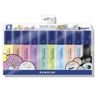 Tekstmarker STAEDTLER 364 ass. pastel/vintage 10stk i etui