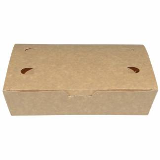 Pølseæske m/hængslet låg stor 20x14x5cm 215g brun 100stk/pak