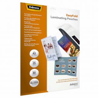 Lamineringslomme Fellowes A3 80g Easyfold 25-pak klar