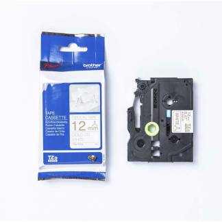 Labeltape Brother TZe-R234 12mmx4m guld p&aring;hvid satin stofb&aring;nd