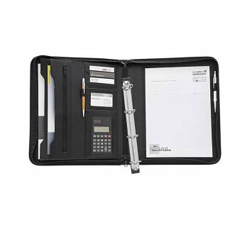 Konferencemappe Wedo A4 m/4-ringe m/lommeregner læderlook
