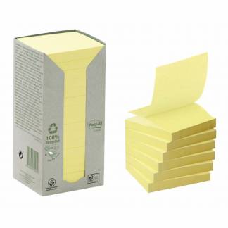 Post-it z-notes gul 76x76mm genbrug 16blk/pak