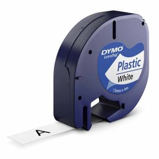 Labeltape DYMO LetraTAG 12mmx4m hvid plasttape