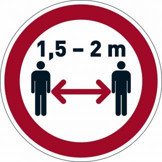 Påbudsskilt Hold afstand Ø43cm 0,2mm aftagelig rød