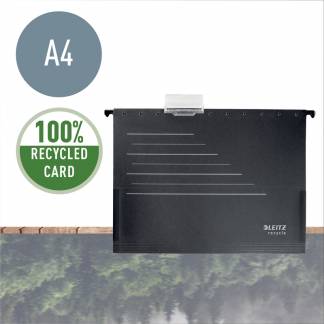 Hængemapper Leitz Recycle A4 m/sideluk sort 10stk/pak