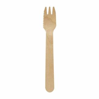 Træbestik kagegaffel Exclussiv m/skær 14cm voksbeh. 100stk/pak