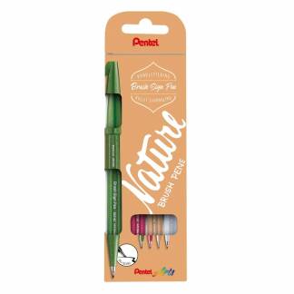 Fineliner Pentel SES15N-4 Brush Sign Pen NATURE 4stk