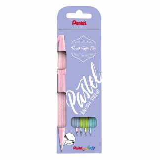 Fineliner Pentel SES15P-4 Brush Sign Pen PASTEL 4stk