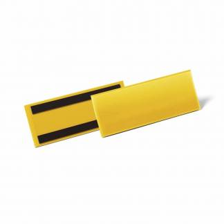Lagerlomme/etiketholder m/magnet 210x74mm gul