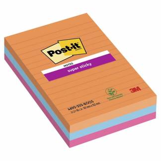 Post-it blok Super Sticky Large lin. ass. 101x152mm 3blk/pak Boost Colour