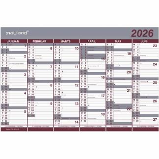 Kontorkalender Dobbelt halvårskalender 2026 26 0630 00