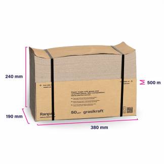 Papir t/FillPak TT/M GrasiKraft 38cmx500m 1-lags fanfolded