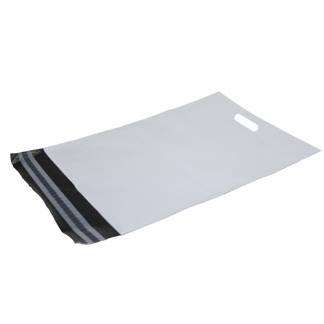 Forsendelsespose hvid 400x600mm 100stk/pak Særdeles stærk kvalitet i 100% genanvendt plast og med bæ