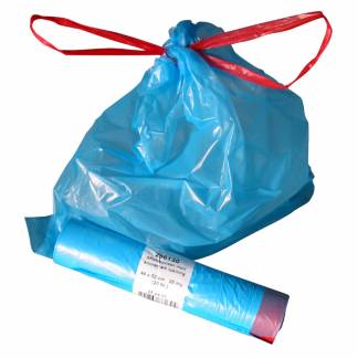 Affaldsposer m/snoretræk lukning 440x520mm blå 20l 25ps/rl