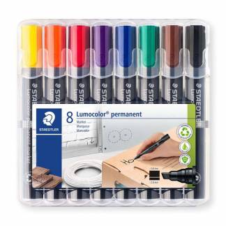 Marker STAEDTLER Lumocolor ass. 2-5mm skr&aring; spids 8stk/s&aelig;t
