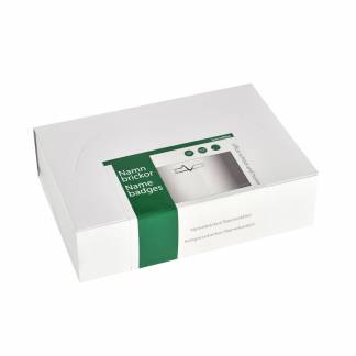 Navneskilte 50x90mm hvid m/sikkerhedsn&aring;l & indstik