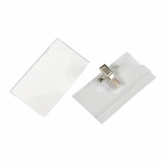 Navneskilte bnt 40x75mm m/clip, n&aring;l & indstik 50stk/pak