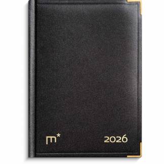 Årbog dagkalender sort kunstskind indbundet 2026