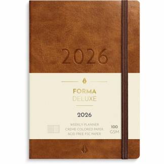 A6 Forma Deluxe ugekalender tværformat brun kunstskind 2026