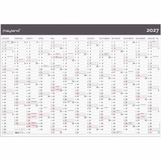 V&aelig;gkalender, Mayland k&aelig;mpe, MODERNE, 72 x740mm &aring;r: 2027, Flerfarvet,, FSC Mix Credit