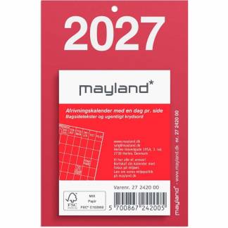 V&aelig;gkalender, Mayland Tear-off, 51x99mm &aring;r: 2027, Flerfarvet,, FSC Mix Credit