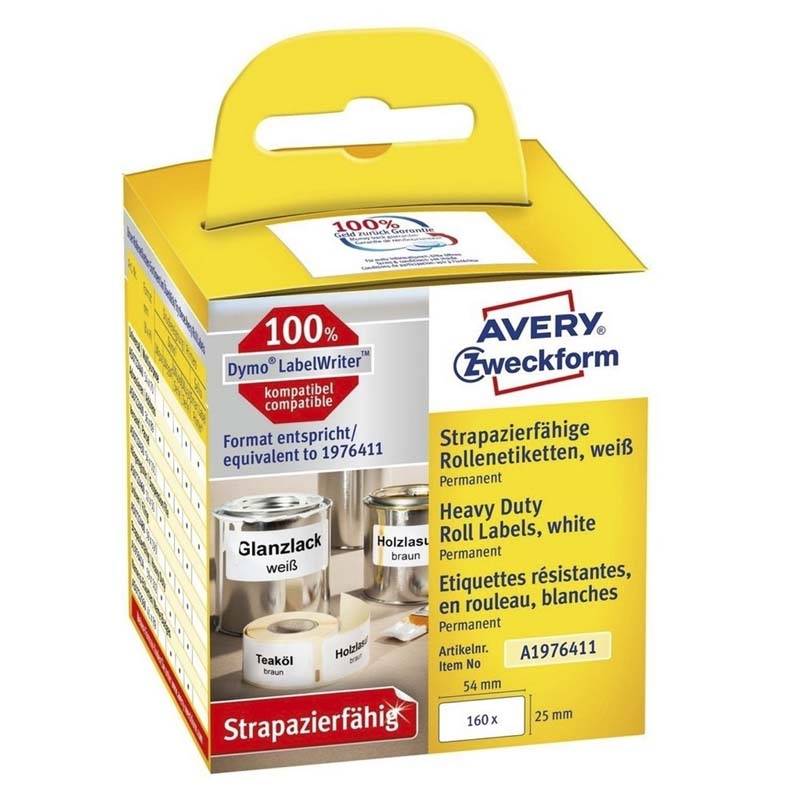 Etiket Avery st&aelig;rk t/printer 25x54mm 160stk/rul polyester