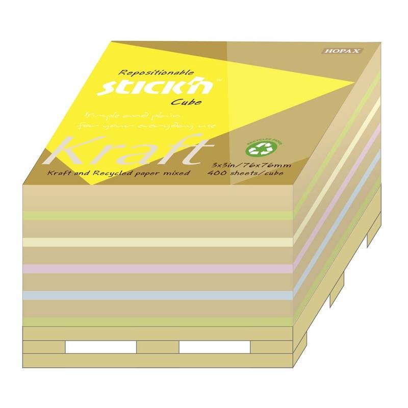 Kubusblok Stick'N 76x76mm ass 400blade p&aring; palle bund