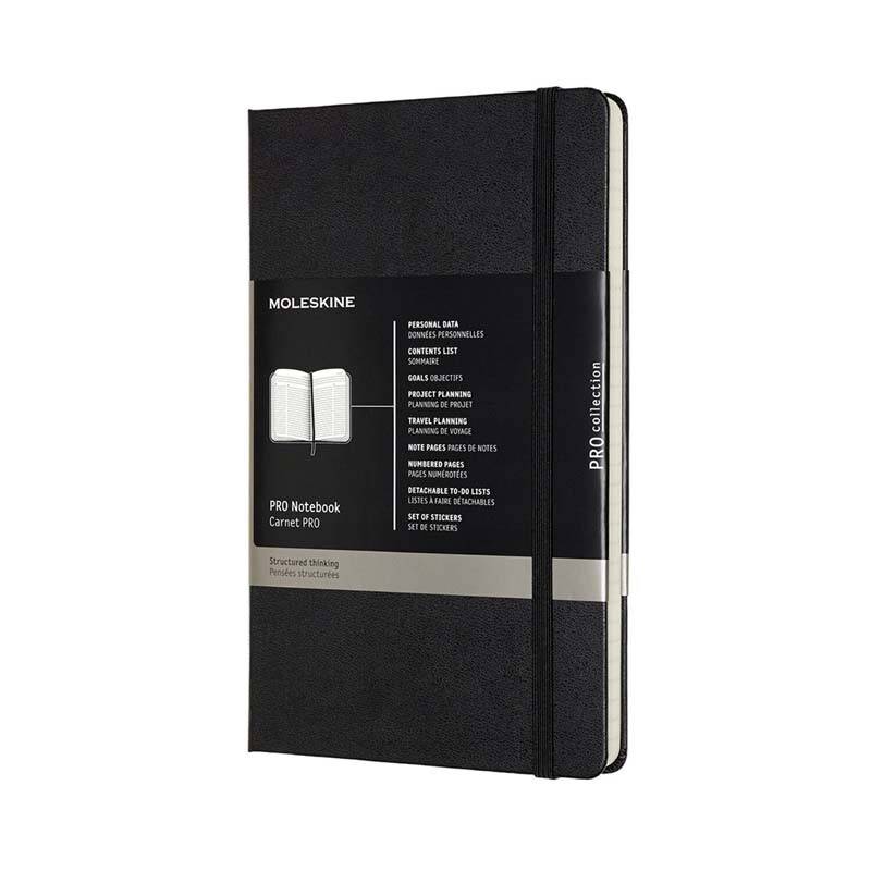 Notesbog MOLESKINE Pro hard linieret XL sort