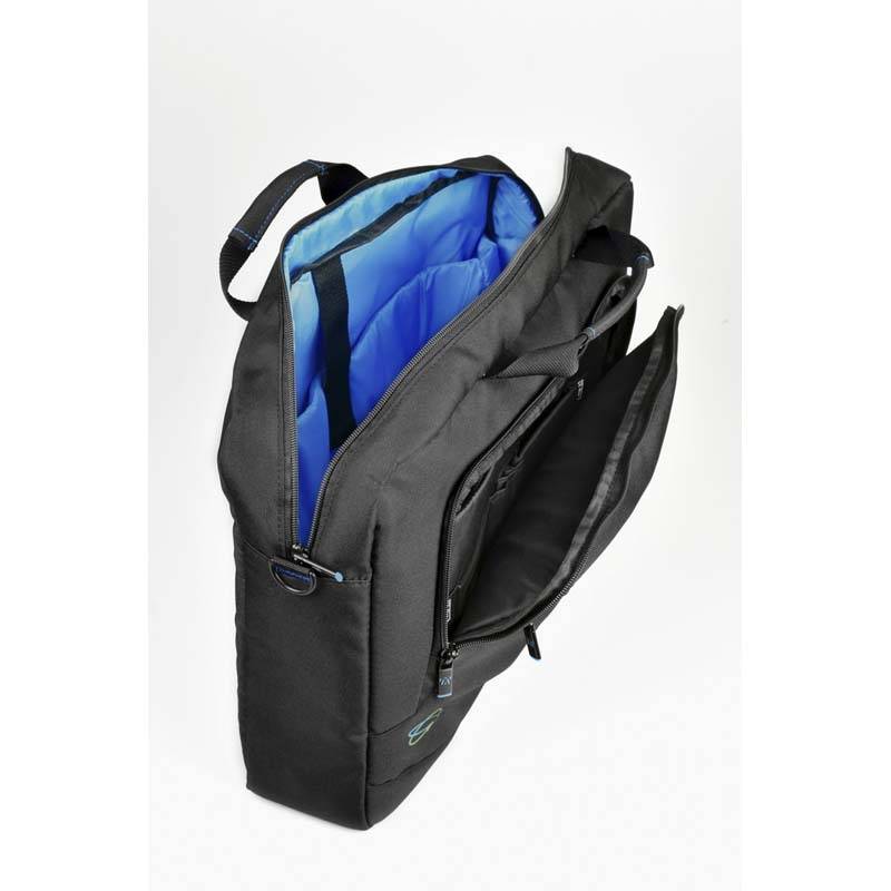 Computtertaske slim 17" bl&aring; Line af genbrugsflasker