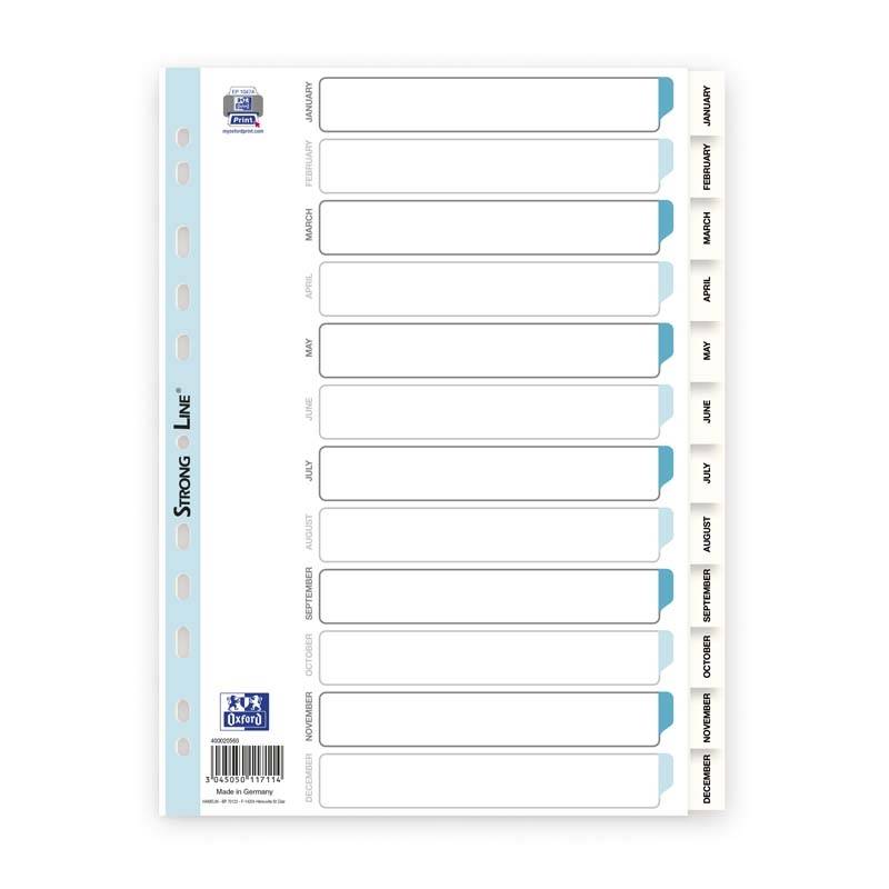 Register ELBA Strong-Line A4 Jan-Dec hvid 0,12mm