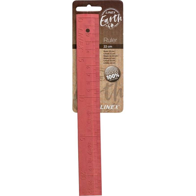 Lineal Linex Earth pink 22cm b&aelig;redygtig 100\% genanvendelig