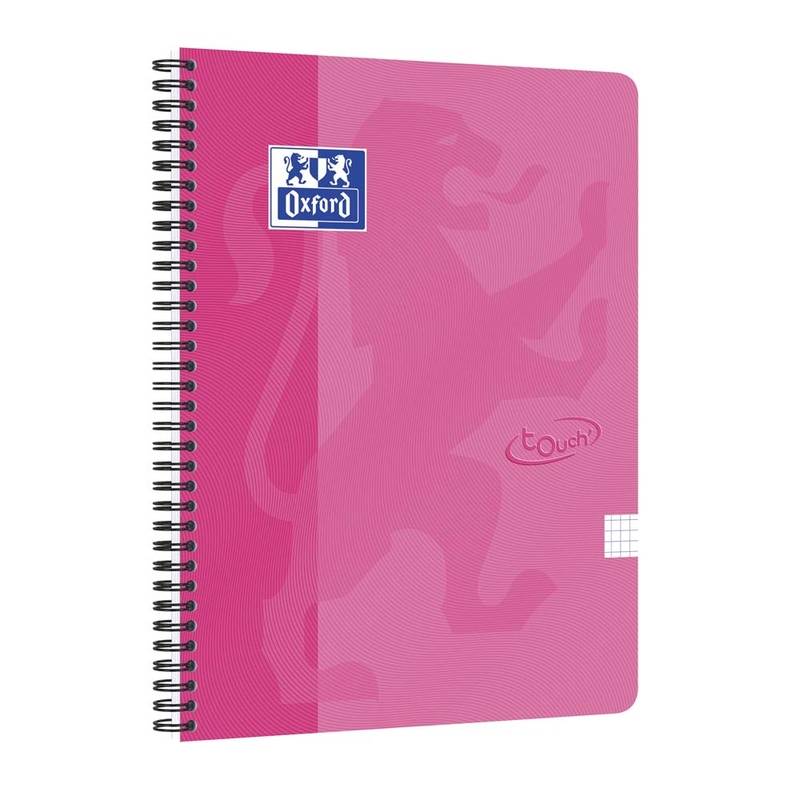 Notesbog Oxford TOUCH A4+ pink kvadreret 90g