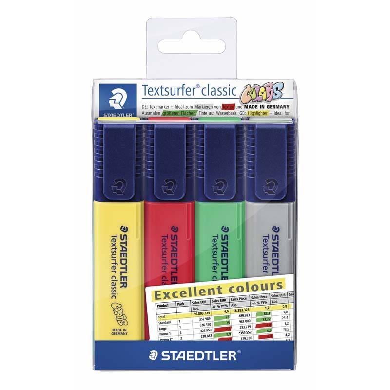 Tekstmarker STAEDTLER Textsurfer 364 assorteret 4stk/s&aelig;t