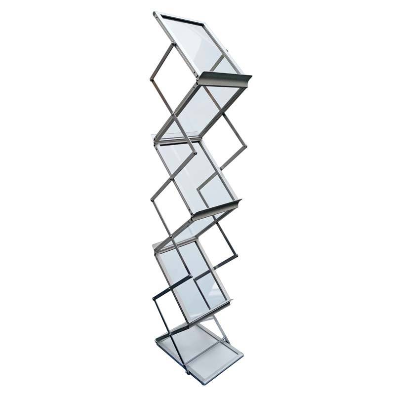 Brochurestativ TWIN Light Z-Shape A4 gulvmodel 6 fag s&oslash;lv