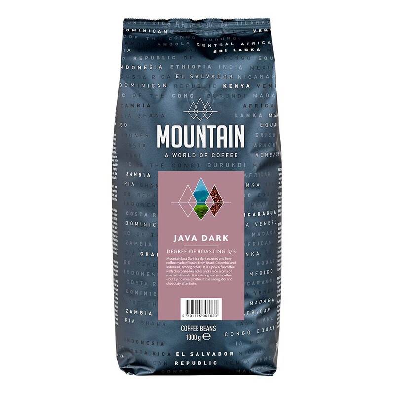 Kaffe BKI Mountain Java M&oslash;rk hele b&oslash;nner 1kg/ps