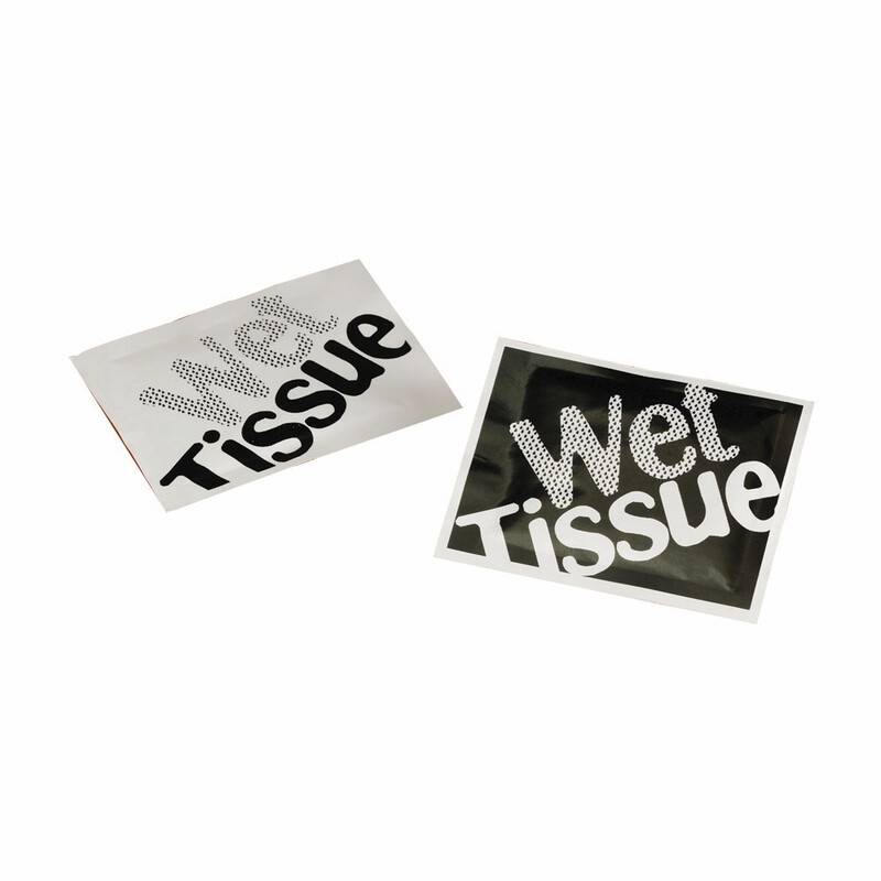 V&aring;dservietter Wet Tissue Renseservietter Single Packed sort/hvid