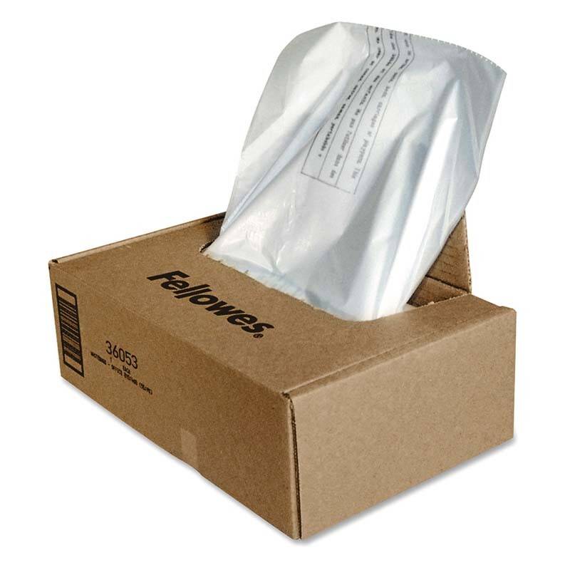 Plastiks&aelig;kke til makulering Fellowes 100stk/pak 34 L 76,2x73,7x35,6 Au