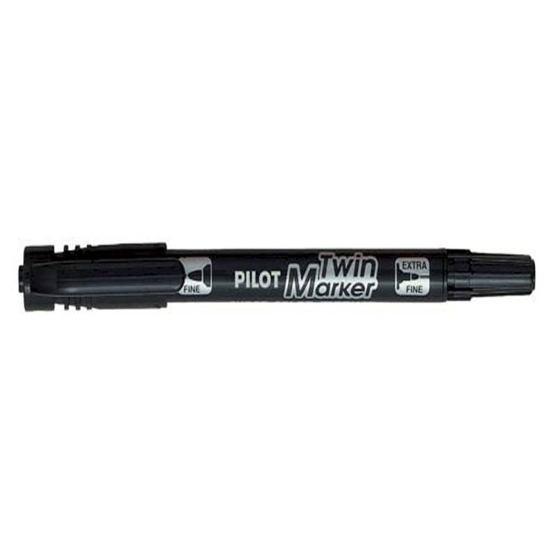 Marker TWIN Pilot BG sort 0,3/0,5mm permanent