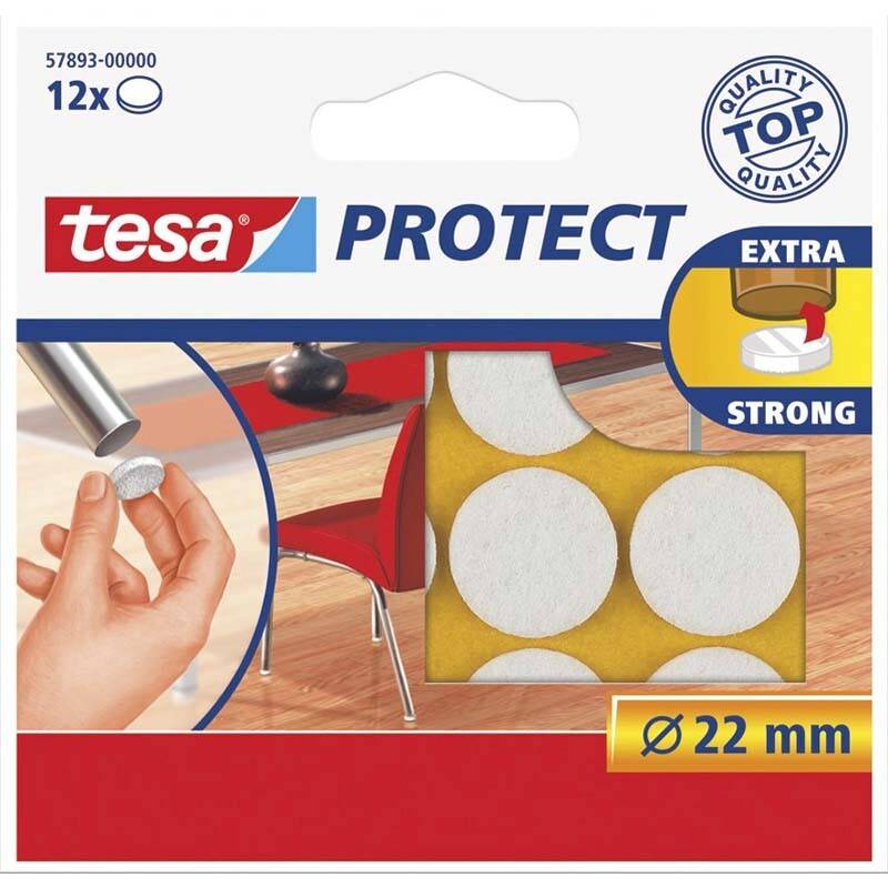 Filtpuder tesa hvide &Oslash;22mm 12stk/pak pakke a 12 stk