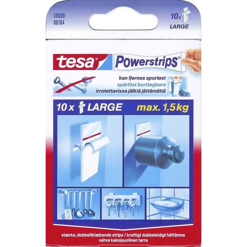 Powerstrips Large dobb.kl&aelig;b. hvide 10strips/pak