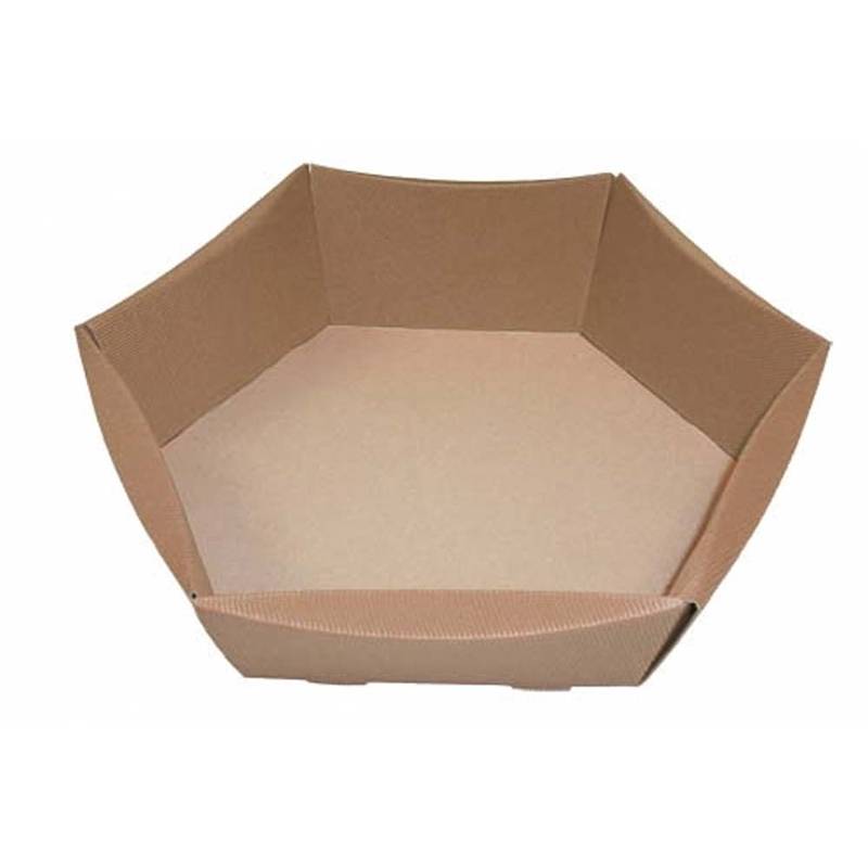 Gavebakke 43x35x9cm brun &aring;ben b&oslash;lge 6-kantet 25stk/pak