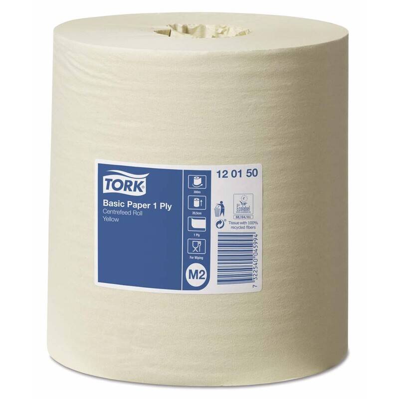 Aft&oslash;rringspapir Tork Basic M2 1-lags gul 300m 120150 6rl